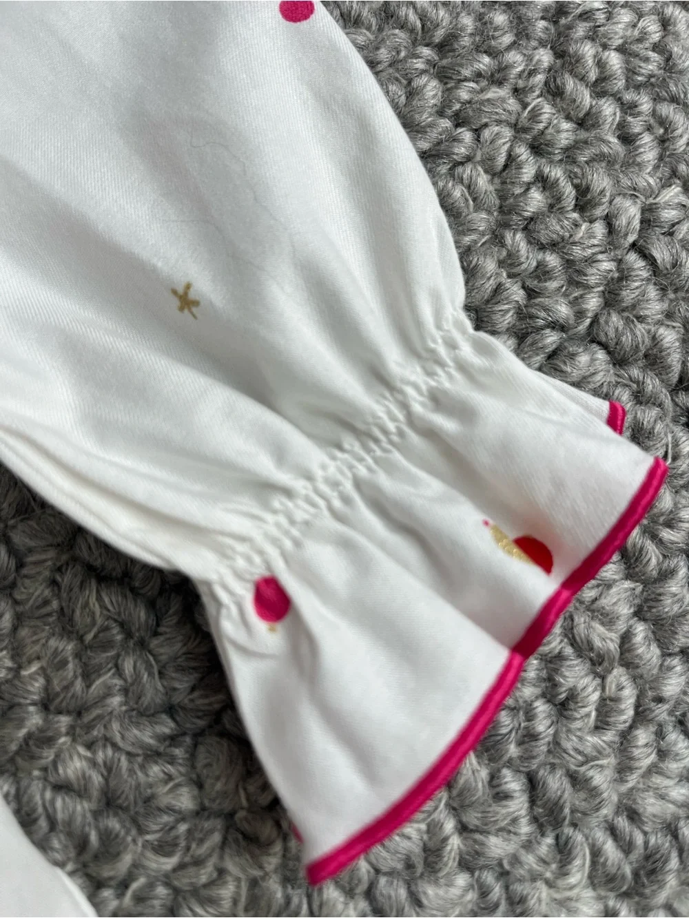 Jacadi White Nightgown with Pink & Gold Embroidery